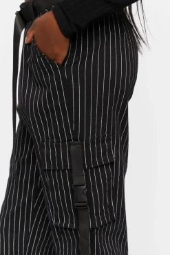 Pinstripe Belted Cargo Pants