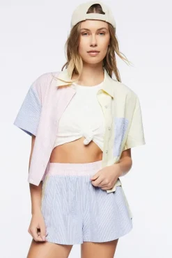 Pinstriped Colorblock Shorts