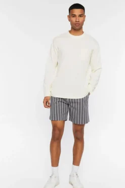 Pinstriped Drawstring Shorts