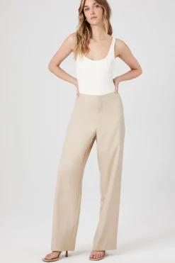 Pinstriped High-Rise Straight-Leg Pants