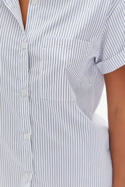 Pinstriped Pajama Shirt & Shorts Set