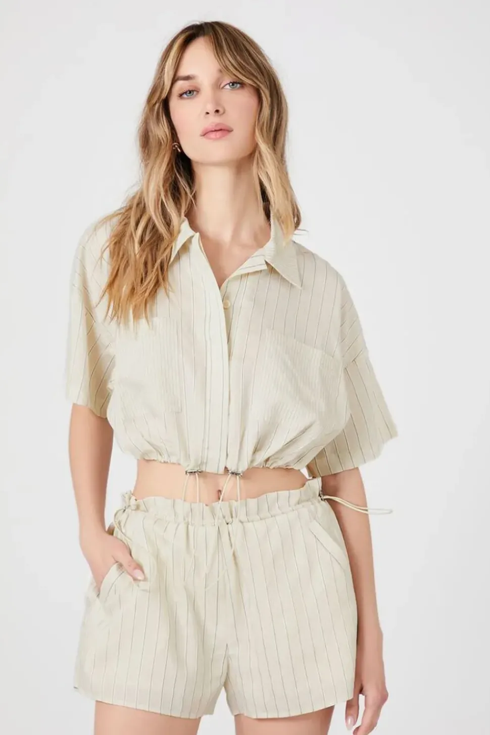 Pinstriped Paperbag Shorts