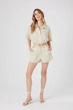 Pinstriped Paperbag Shorts
