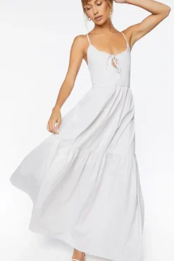 Pinstriped Poplin Cutout Maxi Dress