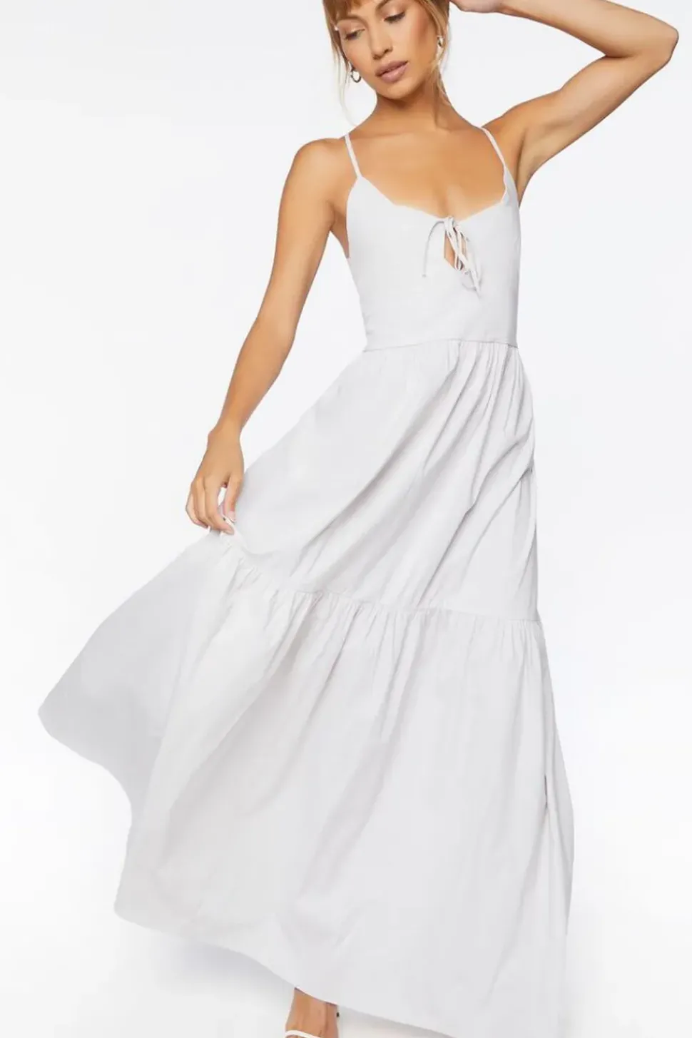Pinstriped Poplin Cutout Maxi Dress