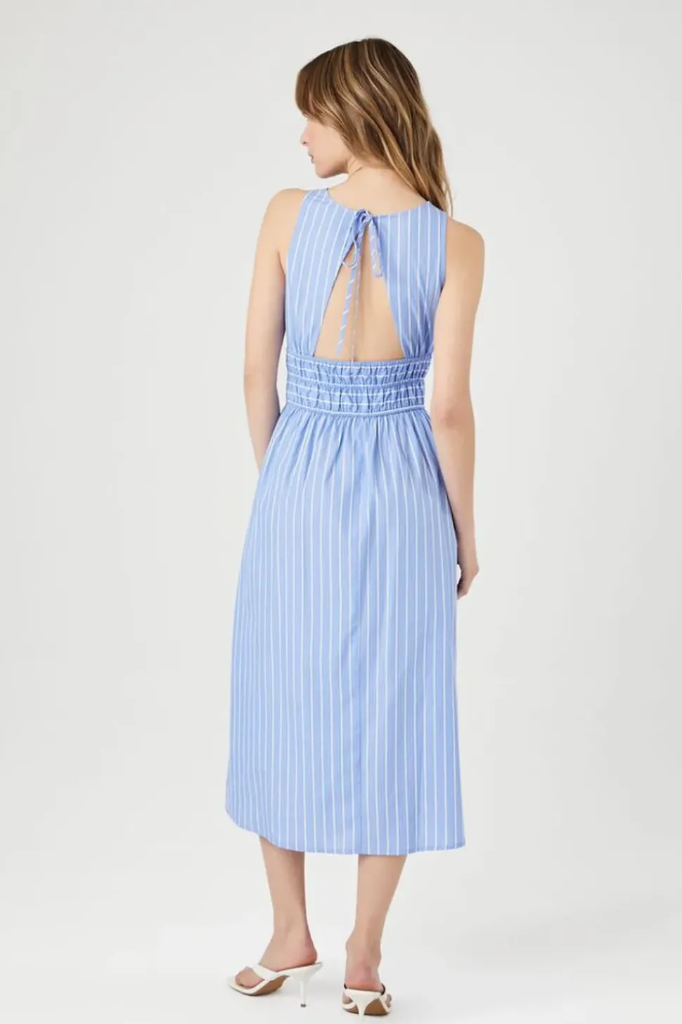 Pinstriped Poplin Midi Dress