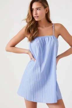 Pinstriped Poplin Mini Dress
