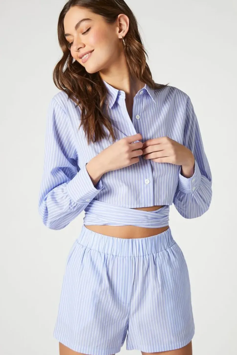 Pinstriped Poplin Shorts
