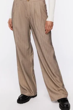 Pinstriped Wide-Leg Pants