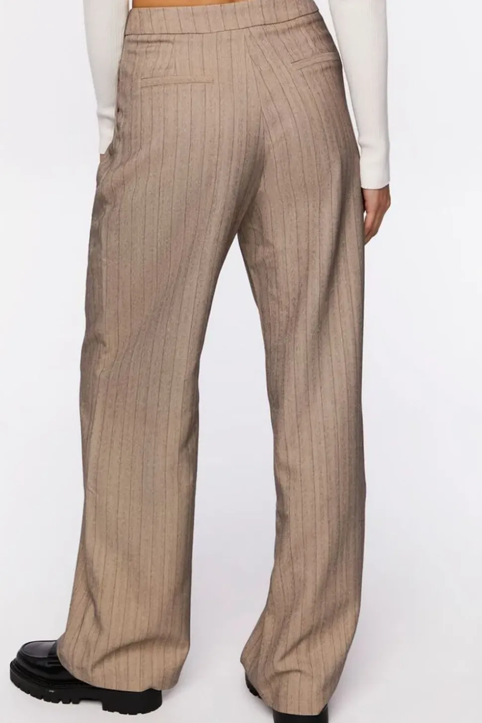 Pinstriped Wide-Leg Pants
