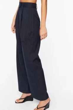 Pinstripe Mid-Rise Trouser Pants