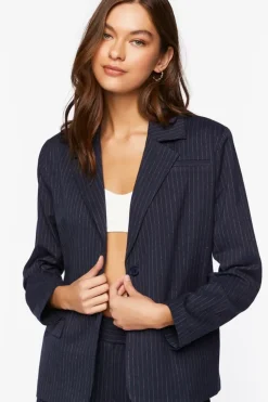 Pinstripe Single-Breasted Blazer