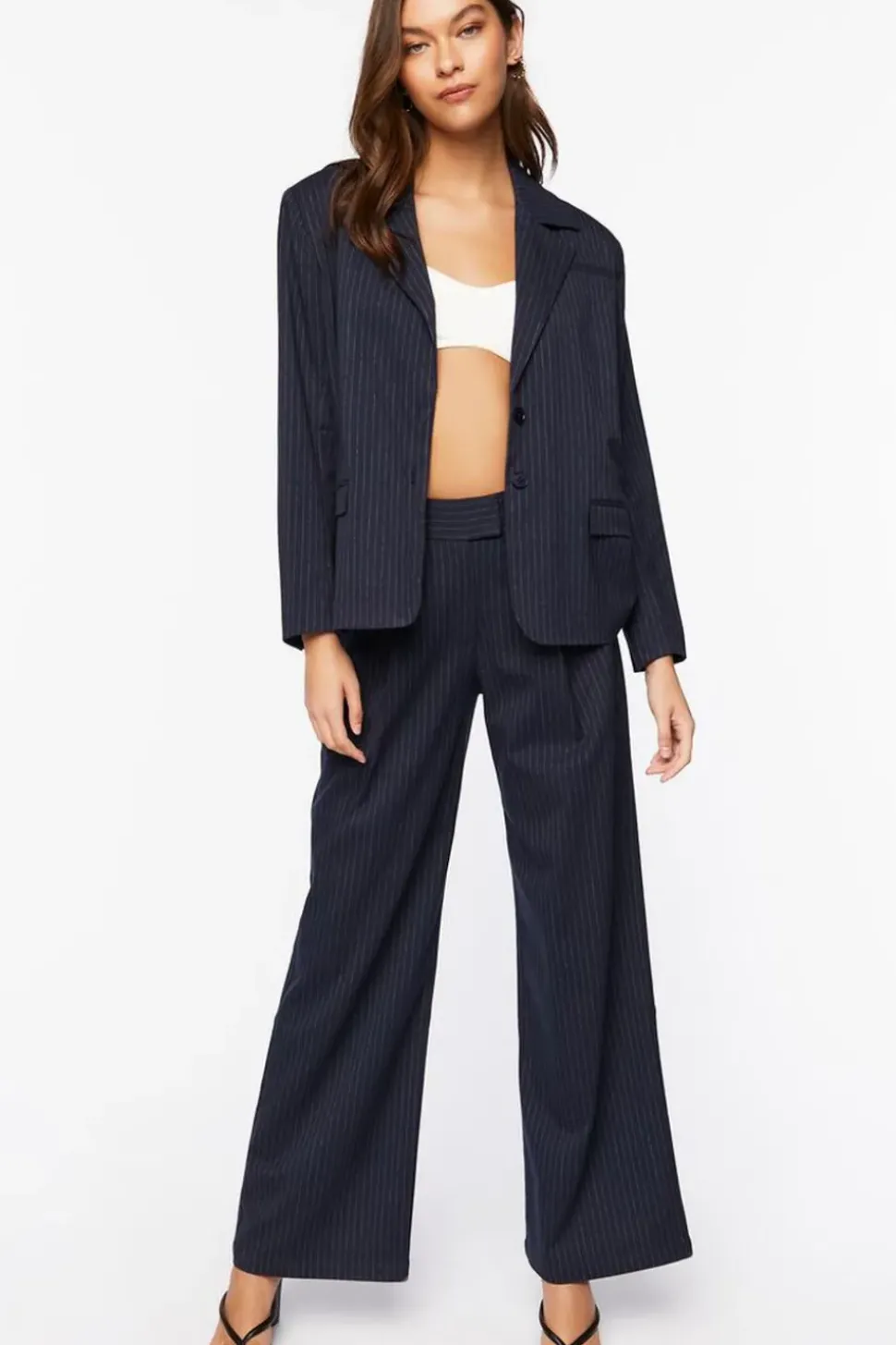 Pinstripe Single-Breasted Blazer