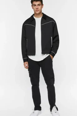 Piped-Trim Bomber Jacket