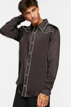 Piped-Trim Long-Sleeve Shirt