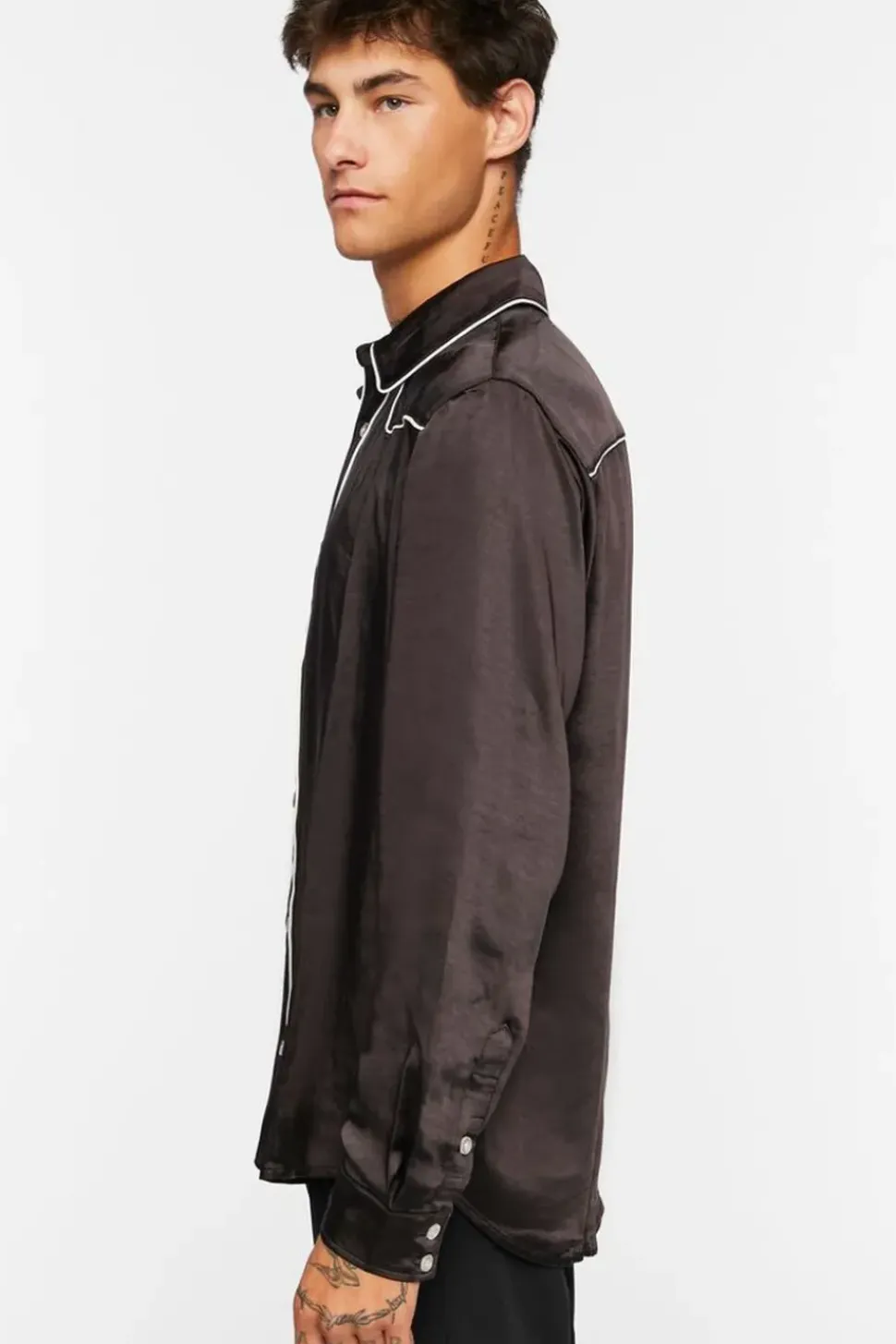 Piped-Trim Long-Sleeve Shirt