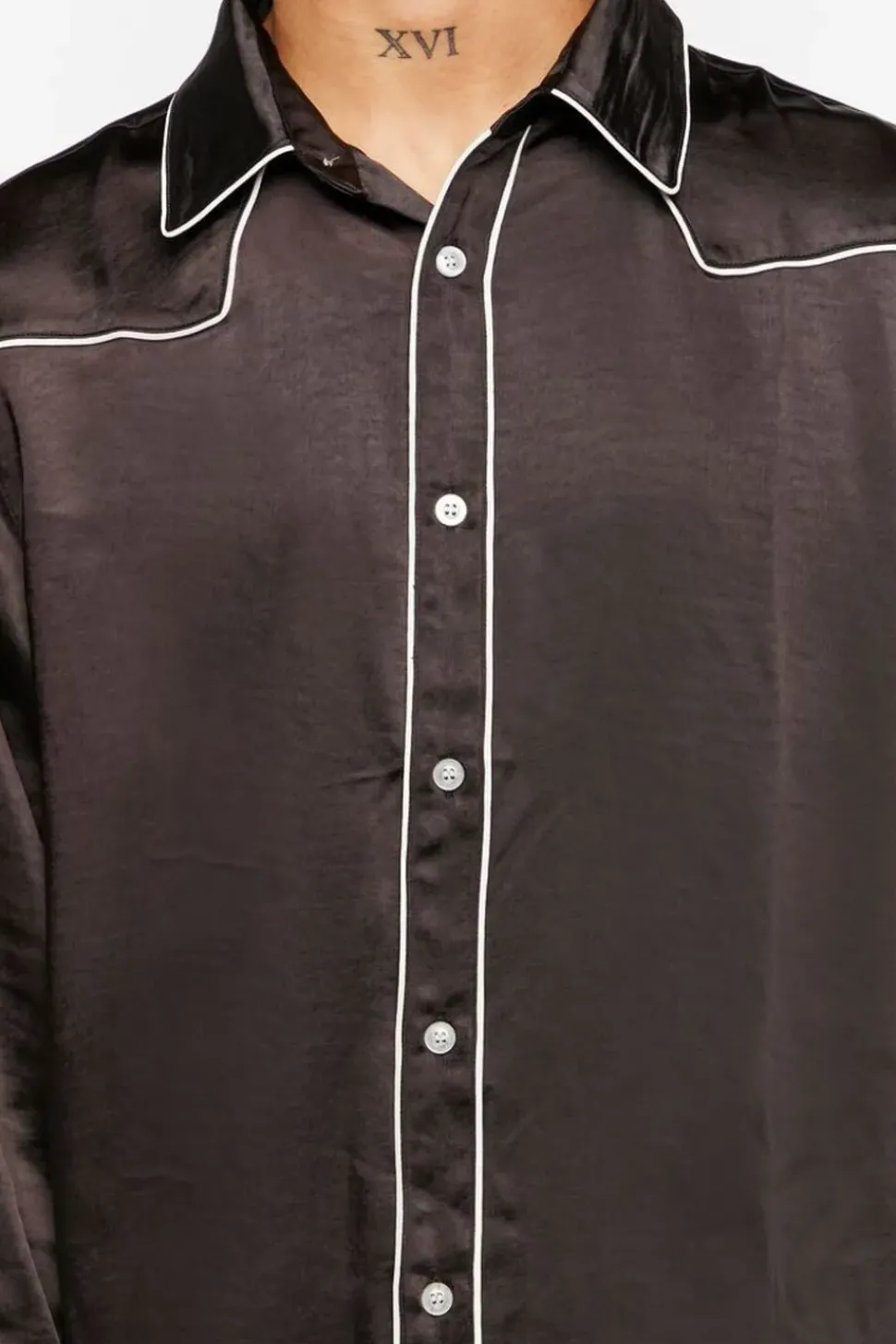 Piped-Trim Long-Sleeve Shirt