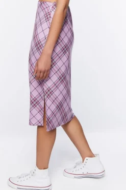 Plaid A-Line Midi Skirt