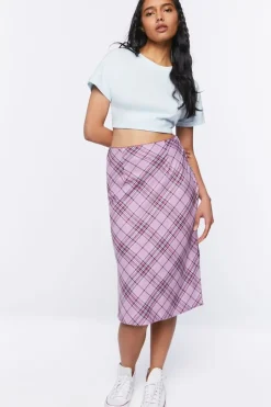 Plaid A-Line Midi Skirt