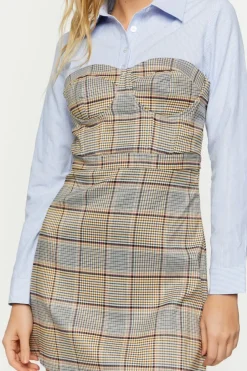 Plaid Bustier Combo Mini Dress