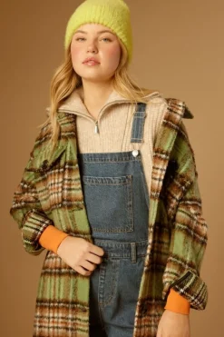 Plaid Buttoned Duster Jacket