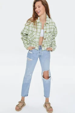 Plaid Button-Front Shacket