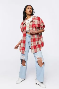 Plaid Button-Front Shacket