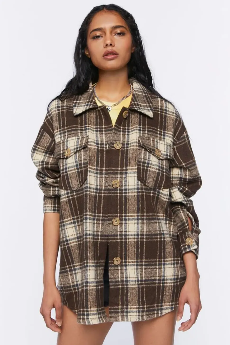Plaid Button-Front Shacket
