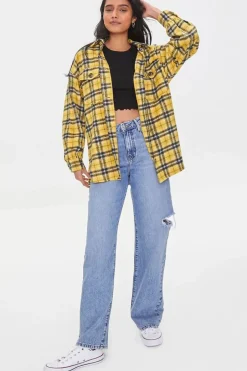 Plaid Button-Front Shacket