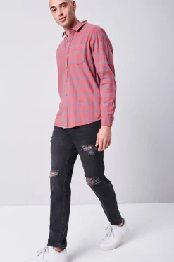 Plaid Button-Front Shirt