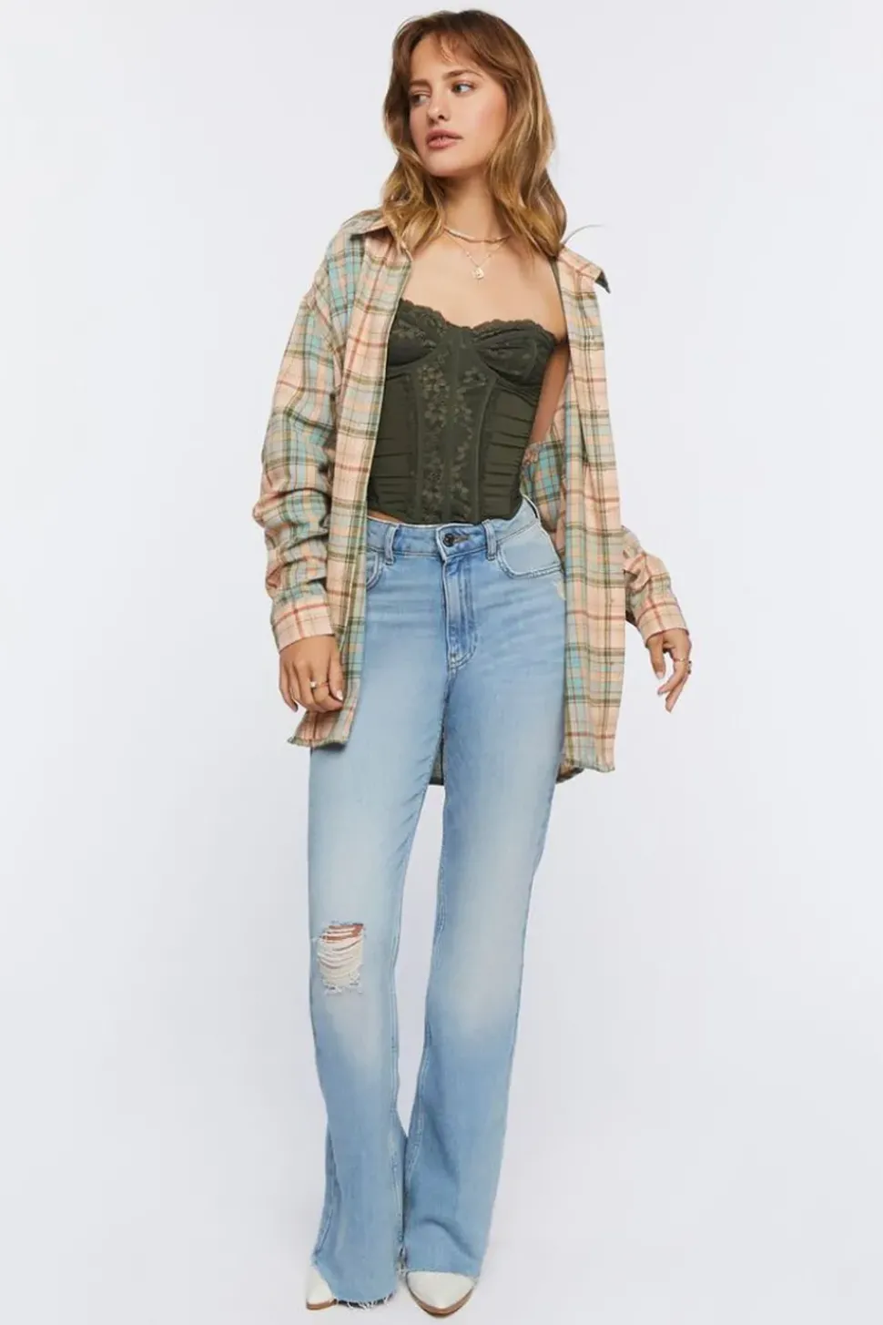 Plaid Button-Up Flannel Shirt