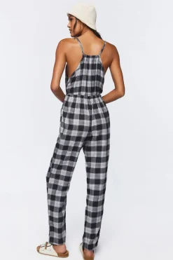 Plaid Cami Drawstring Jumpsuit