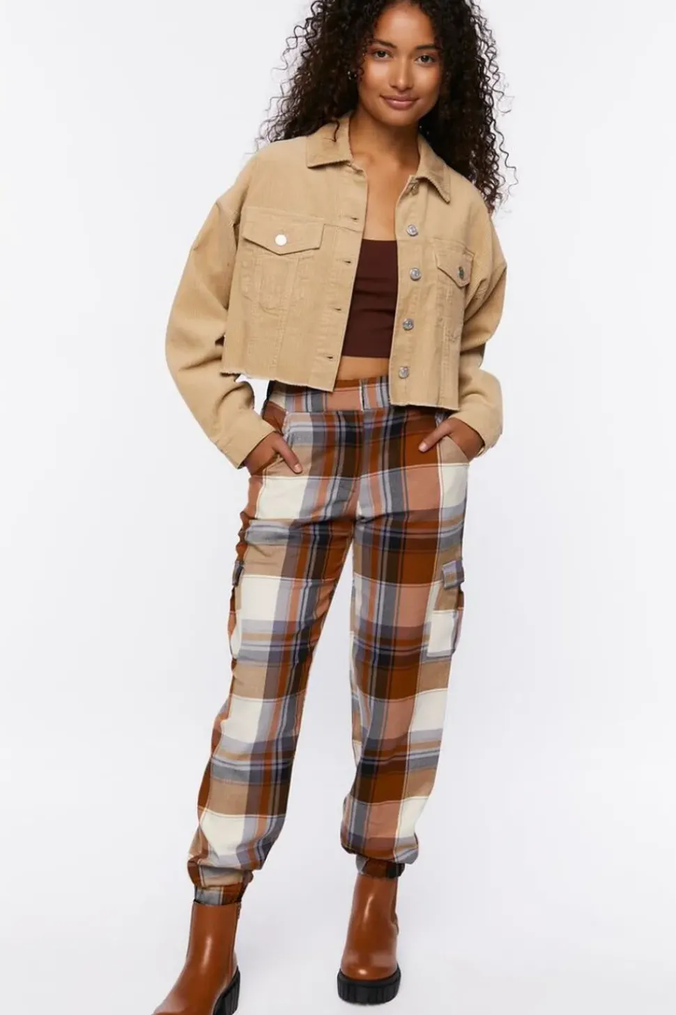 Plaid Cargo Joggers