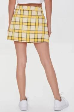 Plaid Cherry Embroidered Skort