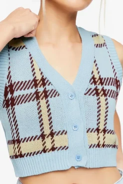 Plaid Cropped Sweater Vest