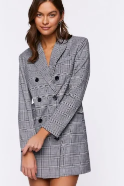 Plaid Double-Breasted Blazer Mini Dress