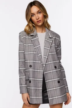 Plaid Double-Breasted Blazer