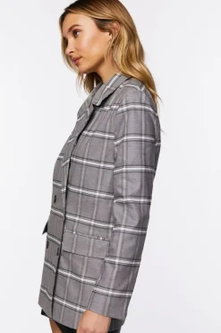 Plaid Double-Breasted Blazer
