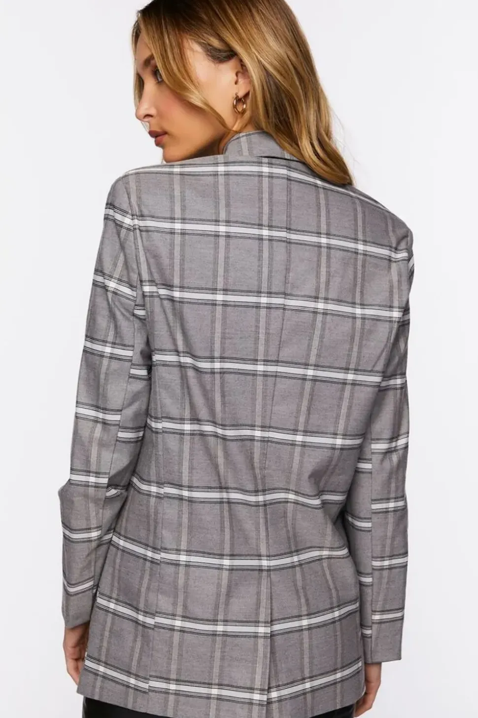 Plaid Double-Breasted Blazer