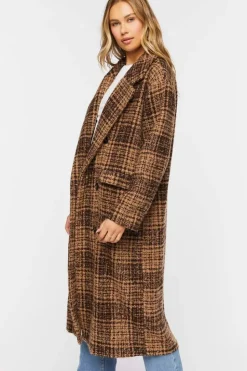 Plaid Double-Breasted Longline Coat
