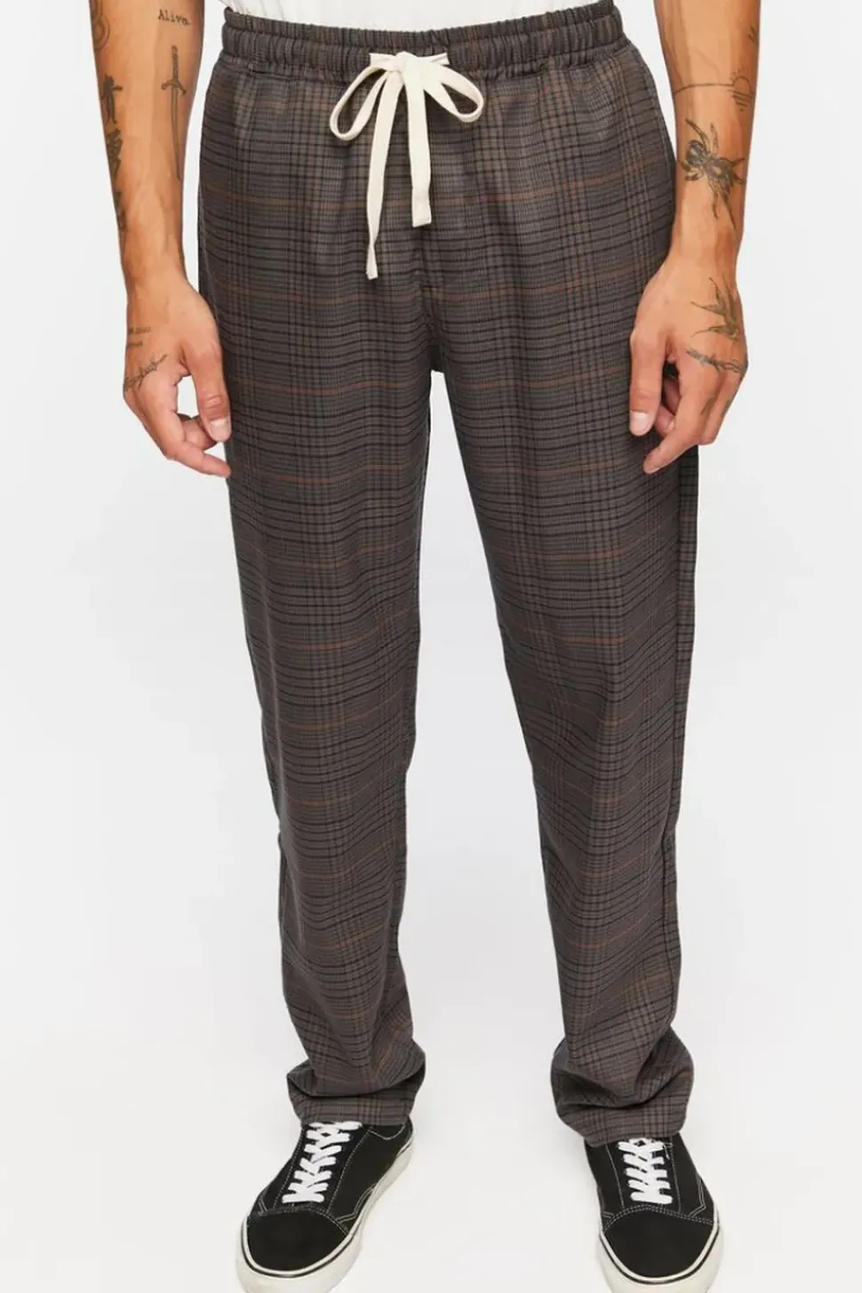 Plaid Drawstring Trousers