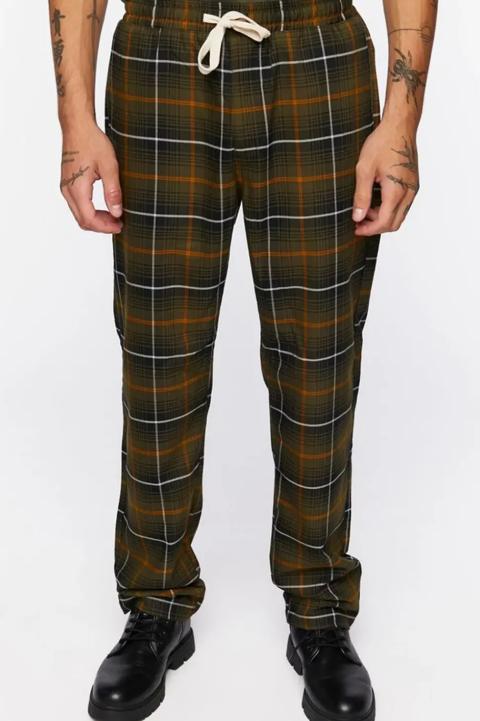 Plaid Drawstring Trousers