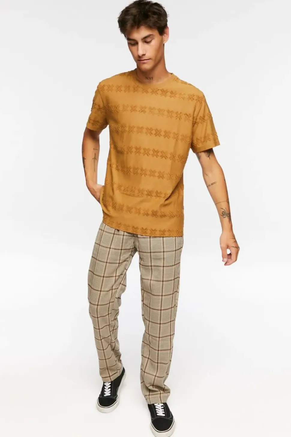 Plaid Drawstring Trousers