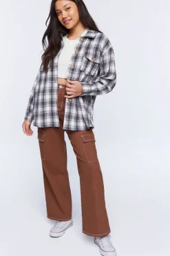 Plaid Drop-Sleeve Shacket