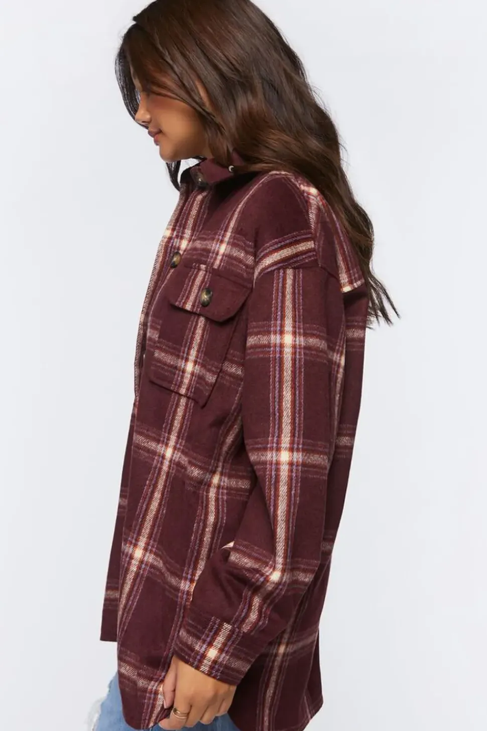 Plaid Drop-Sleeve Shacket