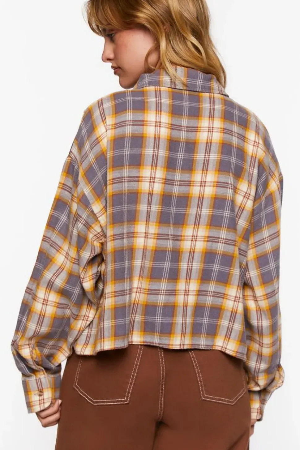 Plaid Drop-Sleeve Shirt