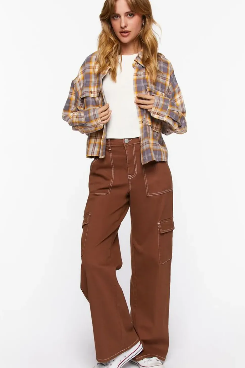 Plaid Drop-Sleeve Shirt
