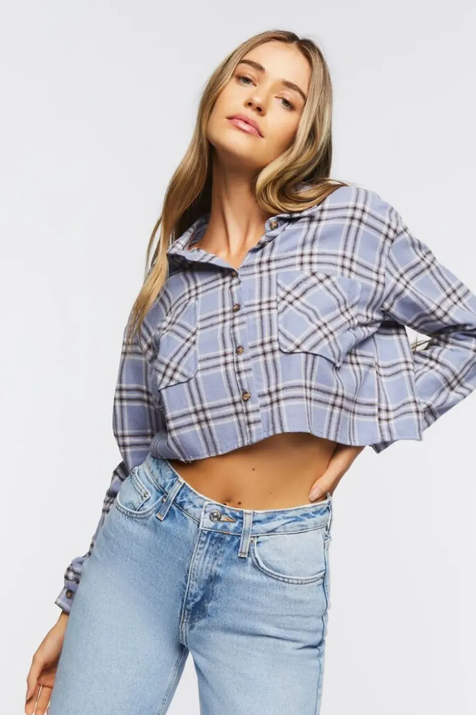 Plaid Flannel Cropped Shirt