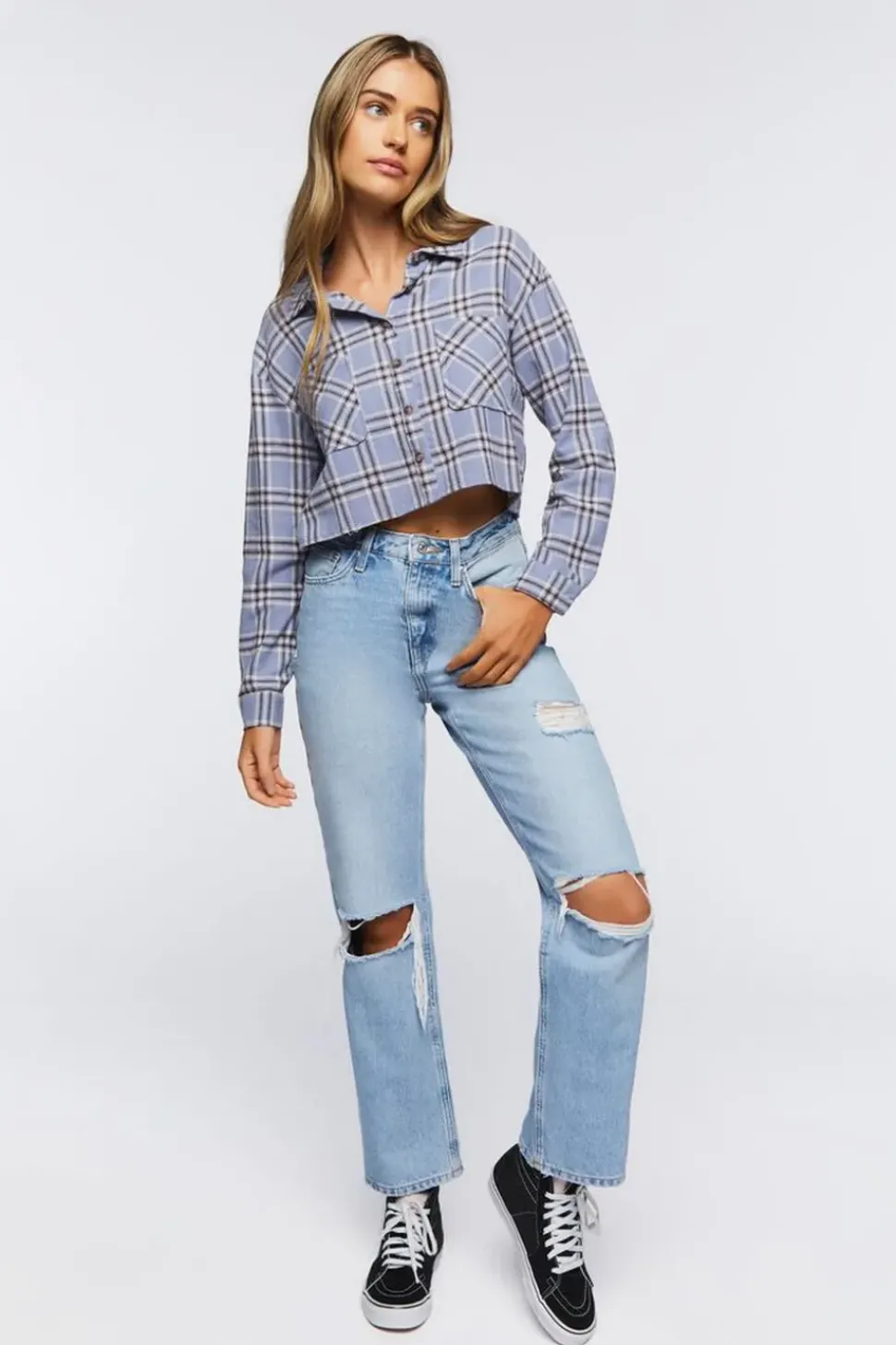 Plaid Flannel Cropped Shirt