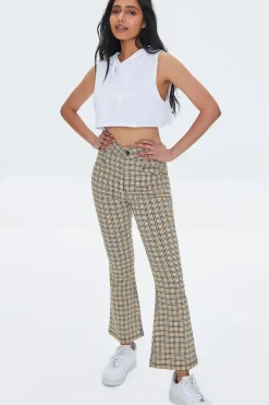 Plaid Flare Ankle Pants